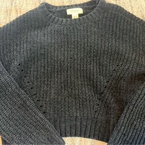 Textured Black Crew Neck Sweater